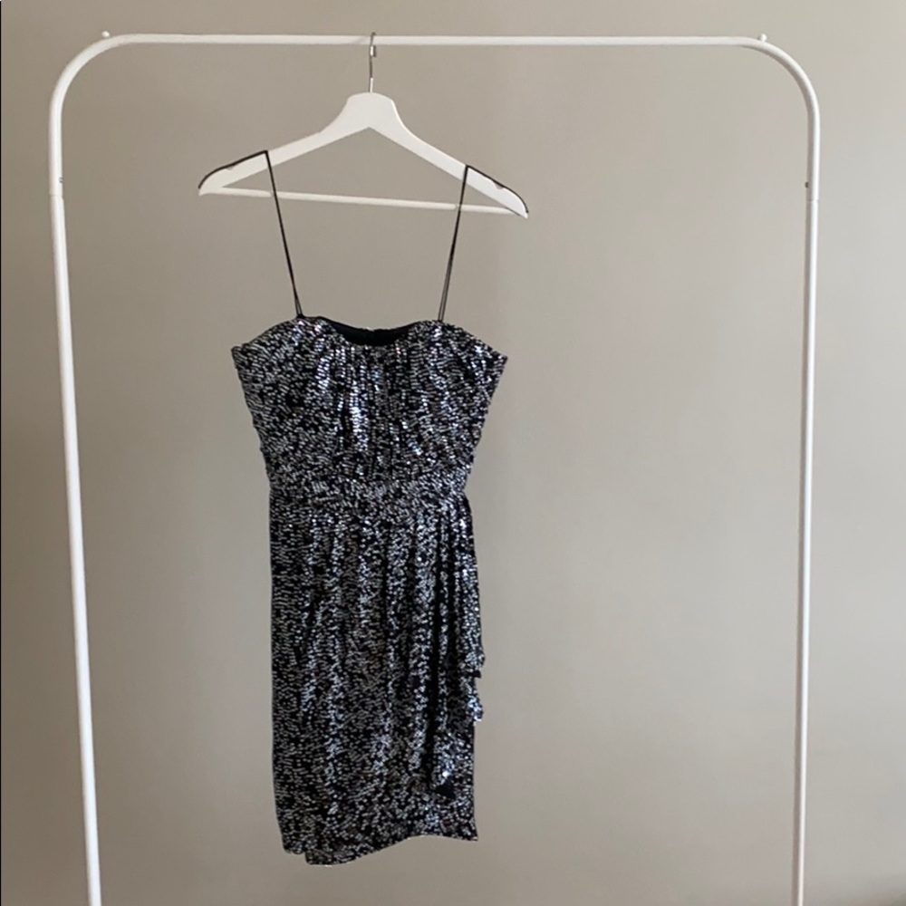 Badgley Mischka sequin strapless dress